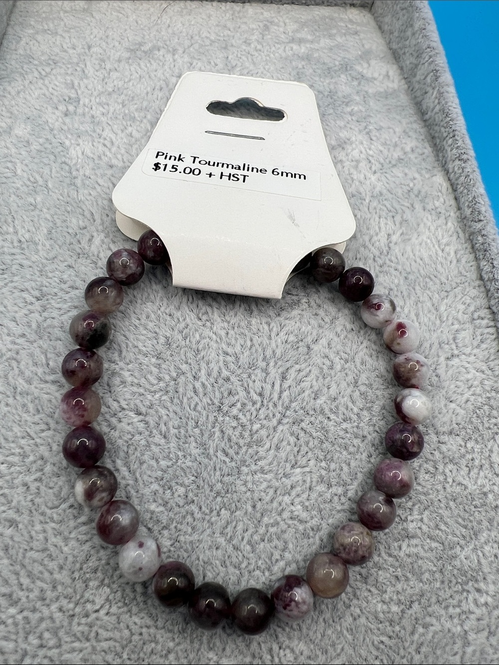 Pink Tourmaline 6mm Beaded Stretch Bracelet - Pink